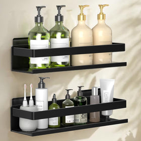 Yesent aluminum shower caddy 2-pack on tile, lightweight and rust-resistant storage.