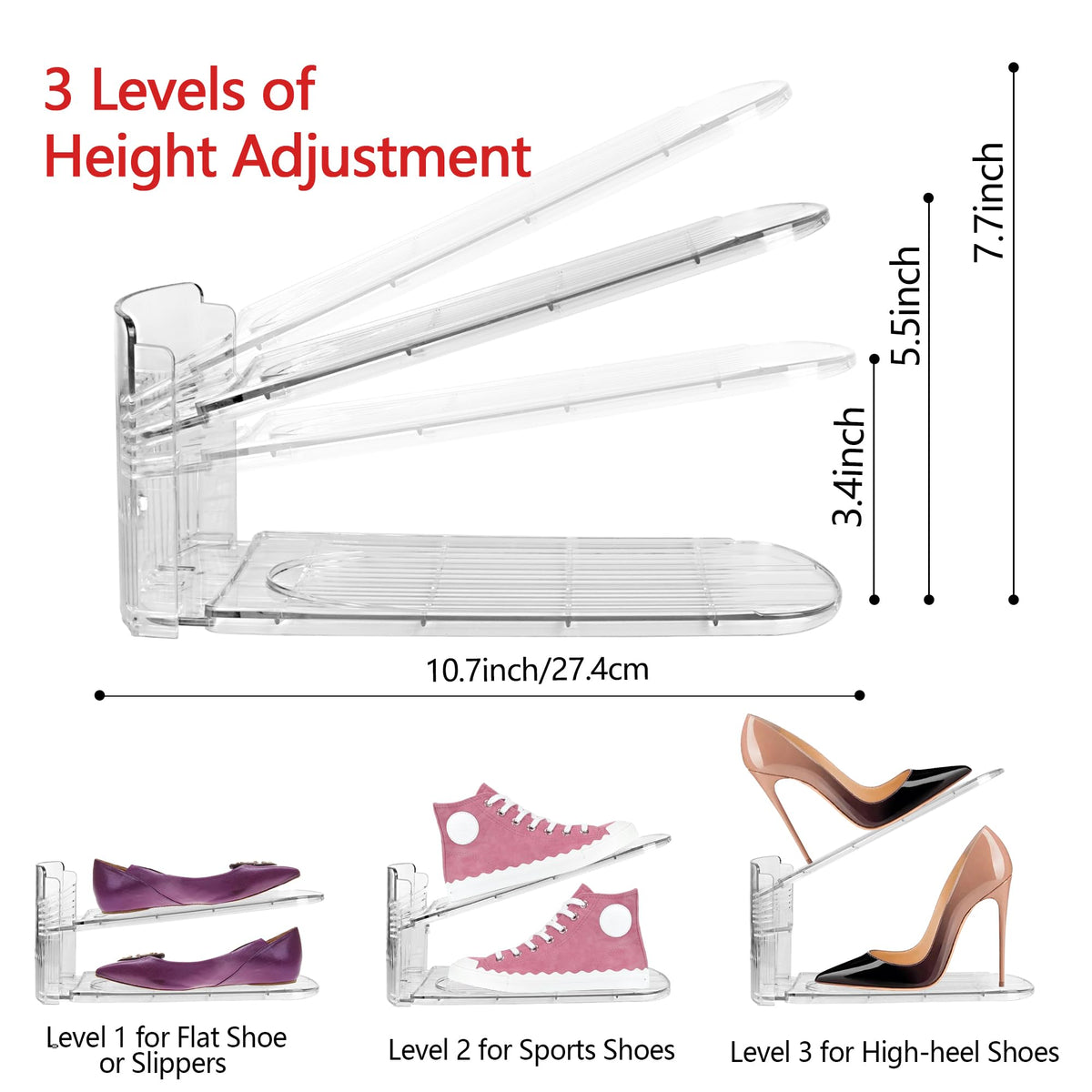 Yes!Fresh Shoe Slots Organizer transparent design offers clear shoe visibility