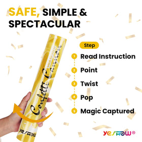 YESHOW confetti cannon gold in action adds sparkle to weddings and graduations.