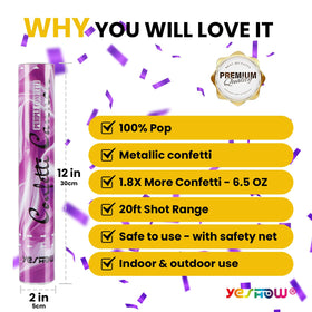 YESHOW Confetti Cannon Purple launch arc demonstrates dramatic entry.