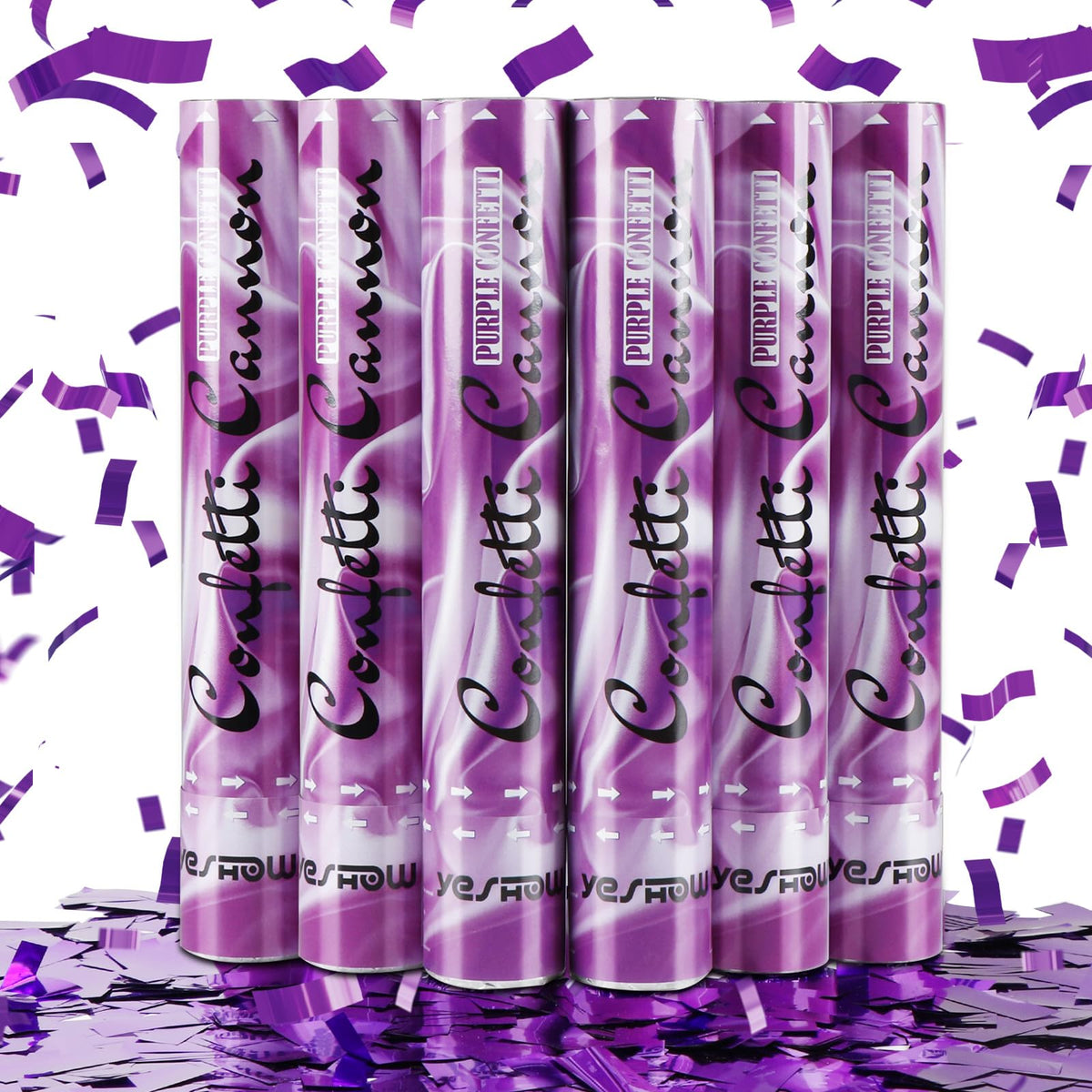 YESHOW Confetti Cannon Purple 6Pack ready for celebrations indoors or outdoors.