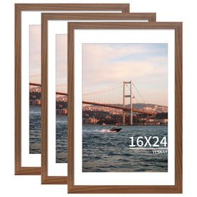 YesKAY 16x24 brown frame with mat displays 12x18 photos elegantly.