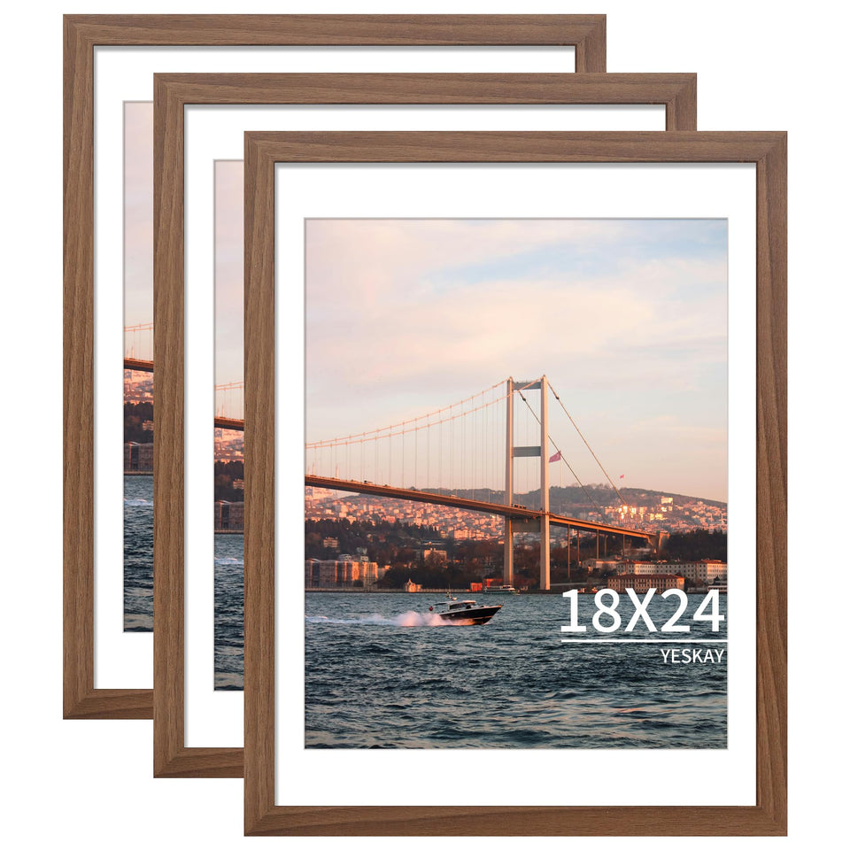 YESKAY 18x24 brown frame front view for versatile wall display