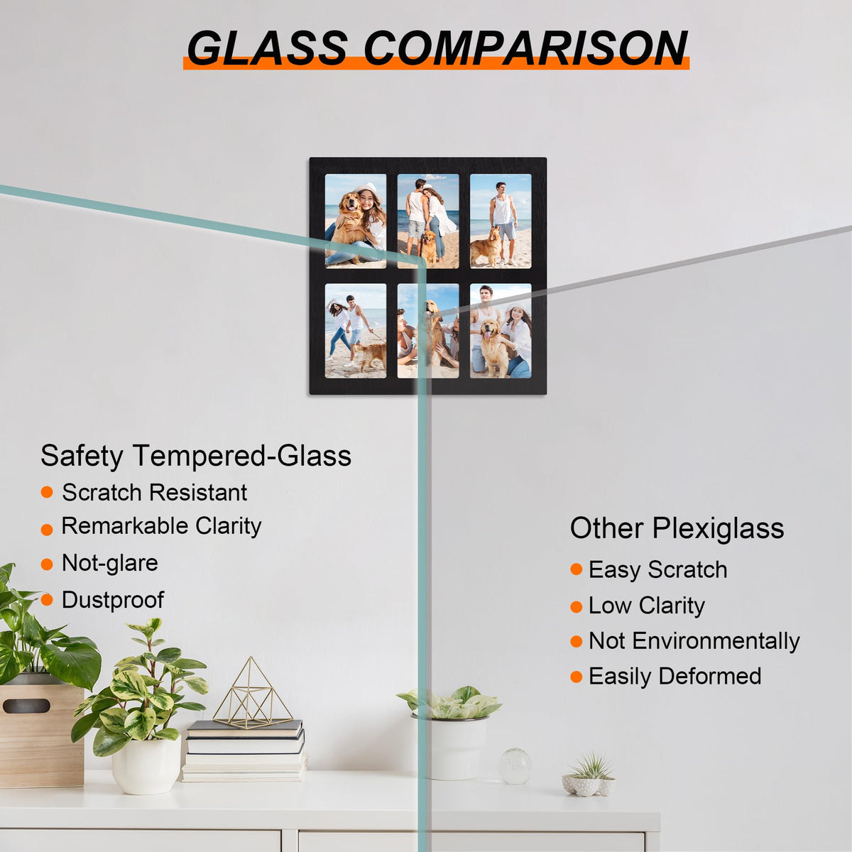 YESKAY 4x6 collage frame vertical hanging option enables portrait-style gallery.