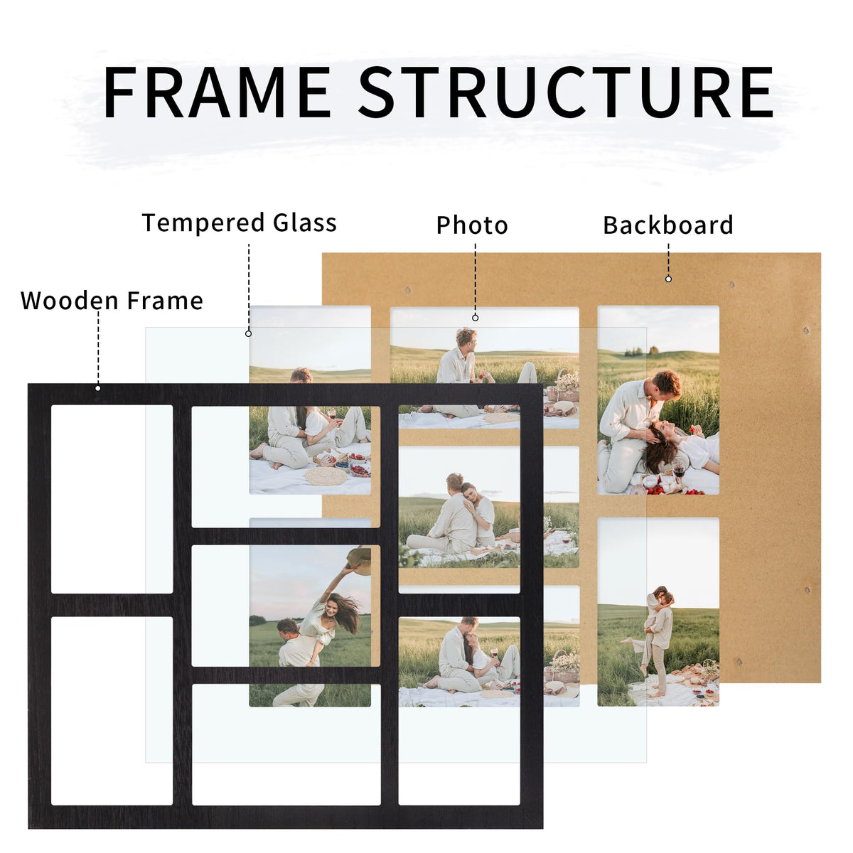 YESKAY tempered-glass 4x6 collage frame protects photos from dust and moisture