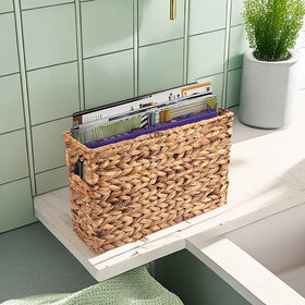 Yesland basket on coffee table blends with decor while tidying surfaces