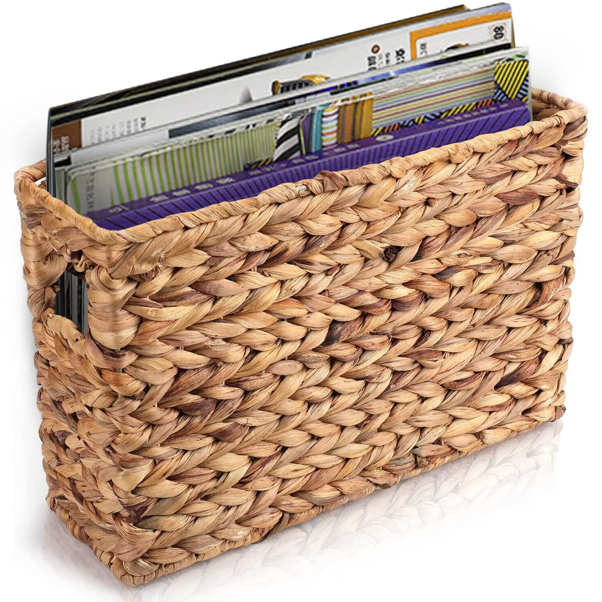 Yesland water hyacinth basket with open top for easy magazine access