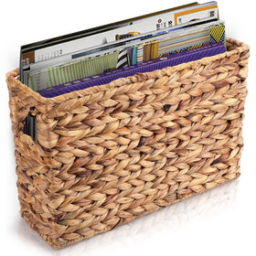 Yesland water hyacinth basket with open top for easy magazine access