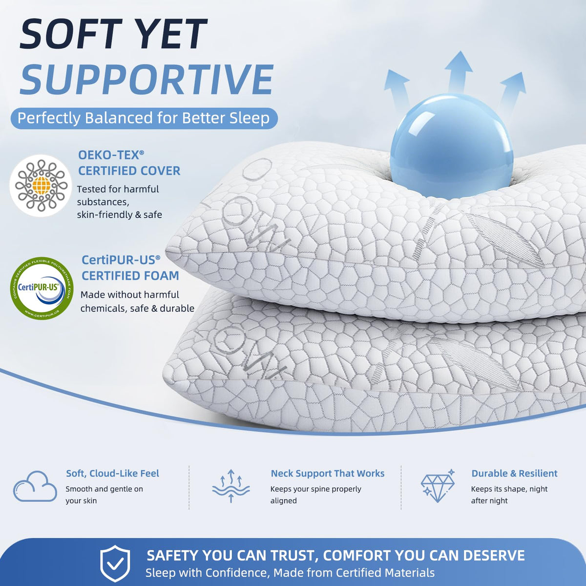 Yettbea cooling pillows designed for hot sleepers and night sweats