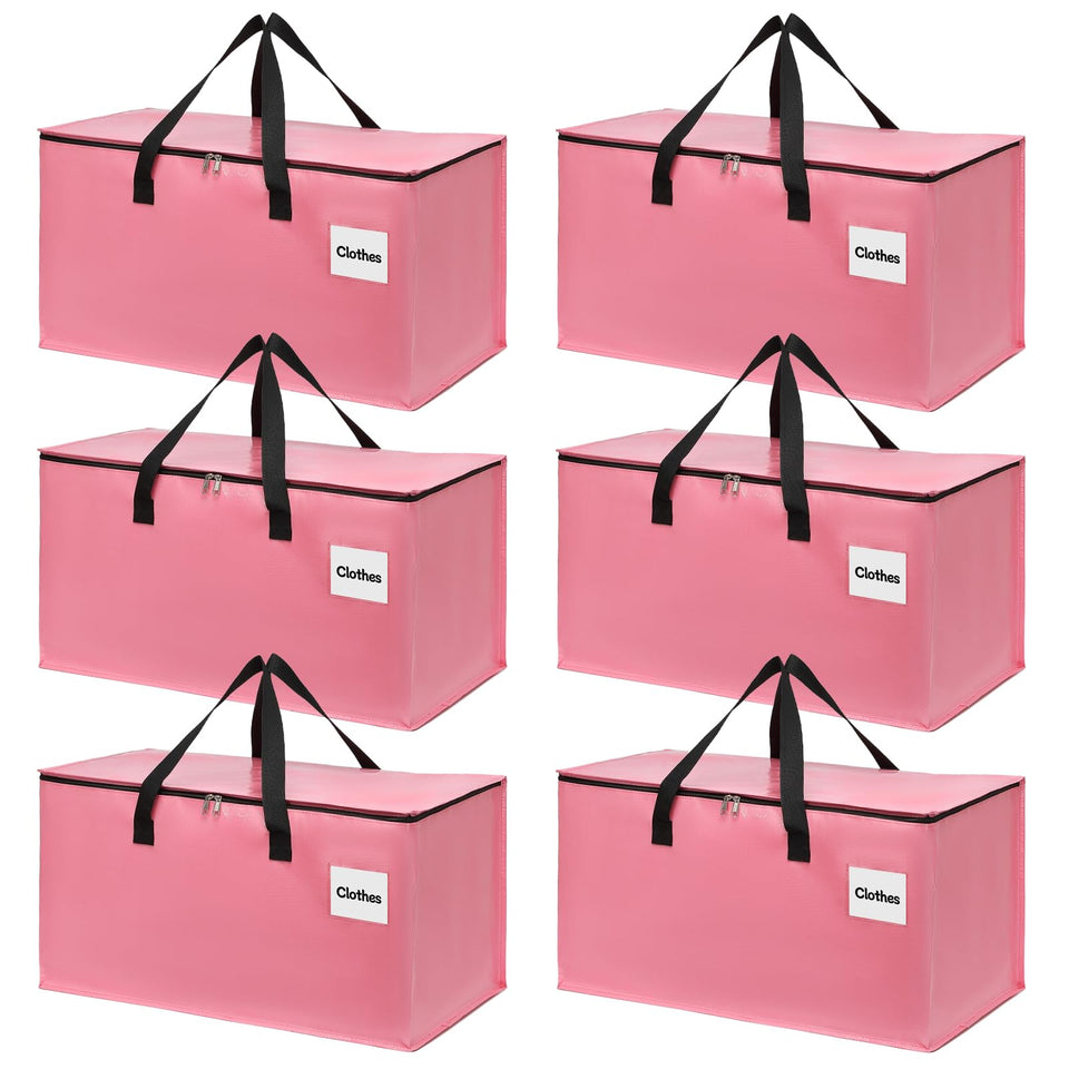 YEUEYS 6-pack moving bags pink exterior for easy relocation and organized storage