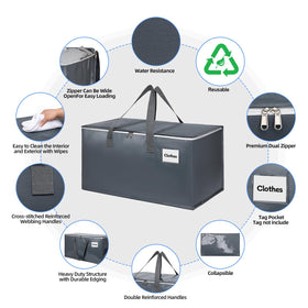YEUEYS stackable totes demonstrating large capacity for dorm organization.