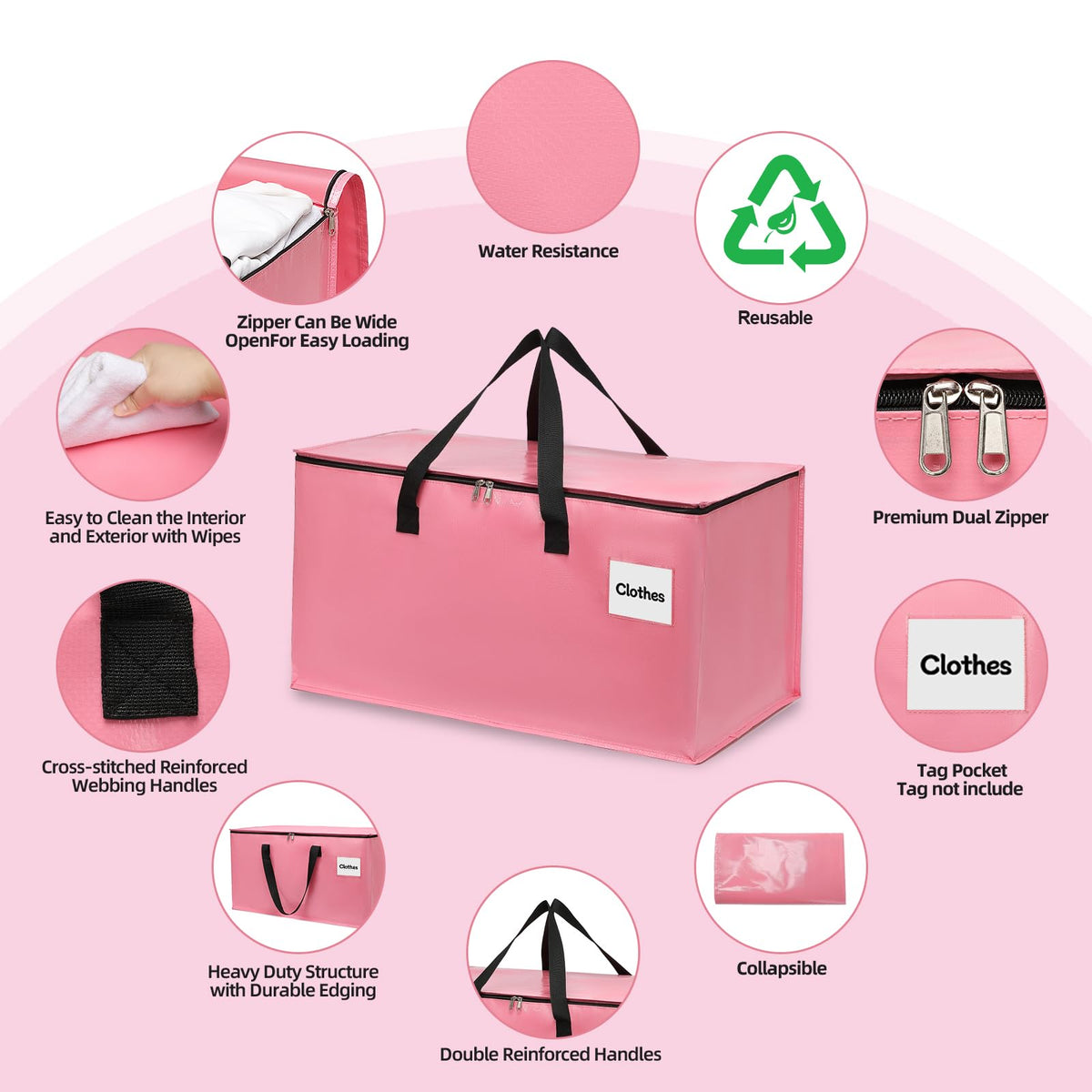 YEUEYS reinforced zipper closure keeps contents secure during transport