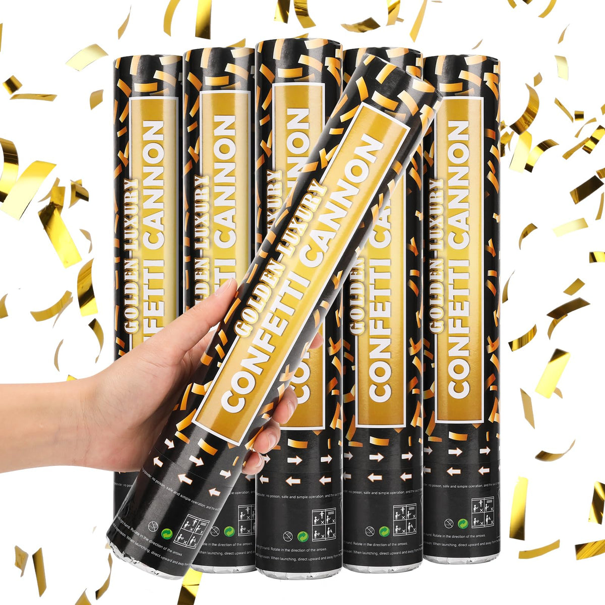 Yeunmu confetti cannon delivers a dazzling gold burst for celebrations.