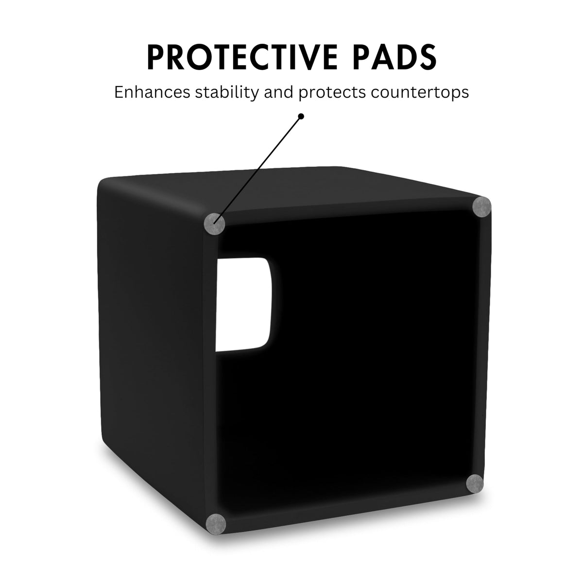 Yew Design tissue box cover on bathroom counter, matte finish resists moisture.