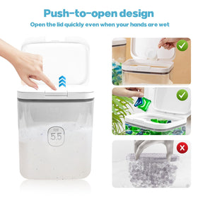 YEXEXINM airtight pod container open for easy access to detergent beads