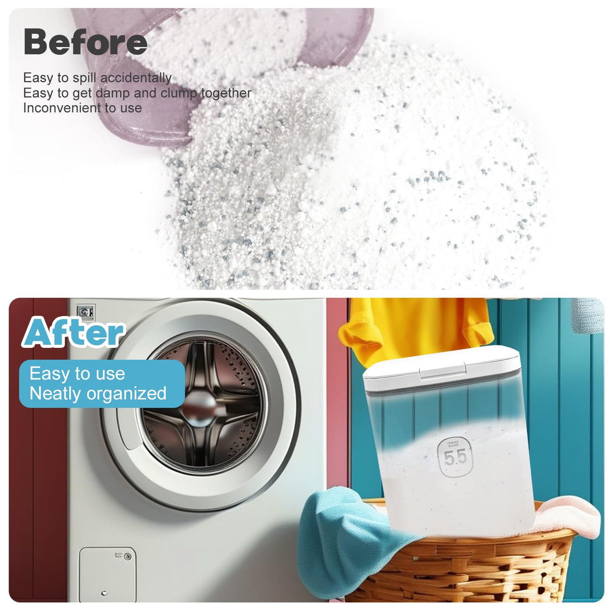 YEXEXINM large capacity storage for powders and laundry beads