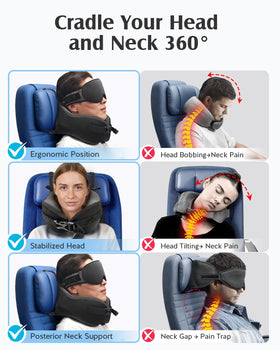 YFONG memory foam neck support for stable sleep on the go.