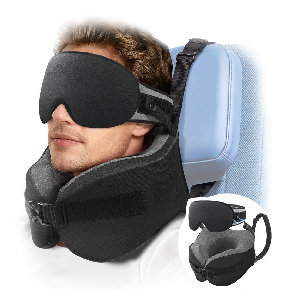YFONG Travel Pillow with 360° headrest supports comfortable sleep on long flights