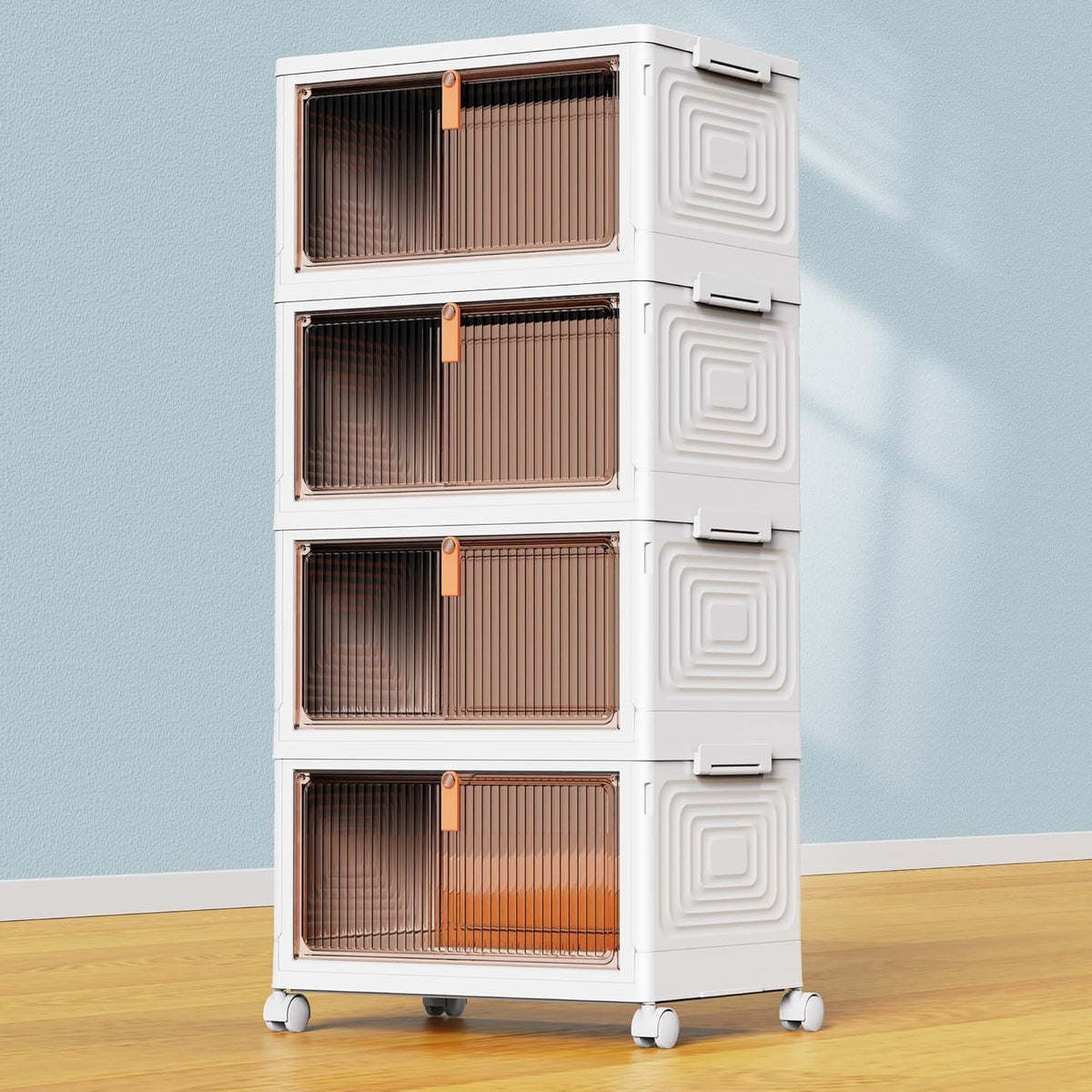 YFXCVSL 4-tier storage bins with lid in compact stackable design for home organization