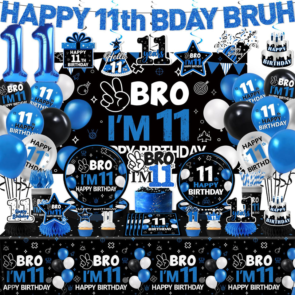 YGCTBVY 11th birthday banner enhances party visuals for boys