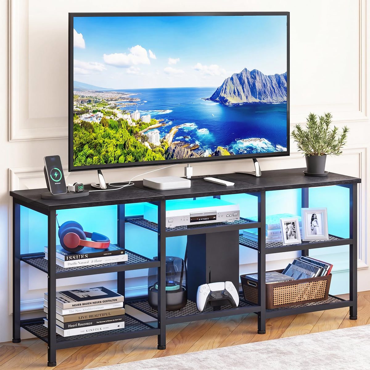 YGEOMER entertainment center for a 55-inch TV with stable support