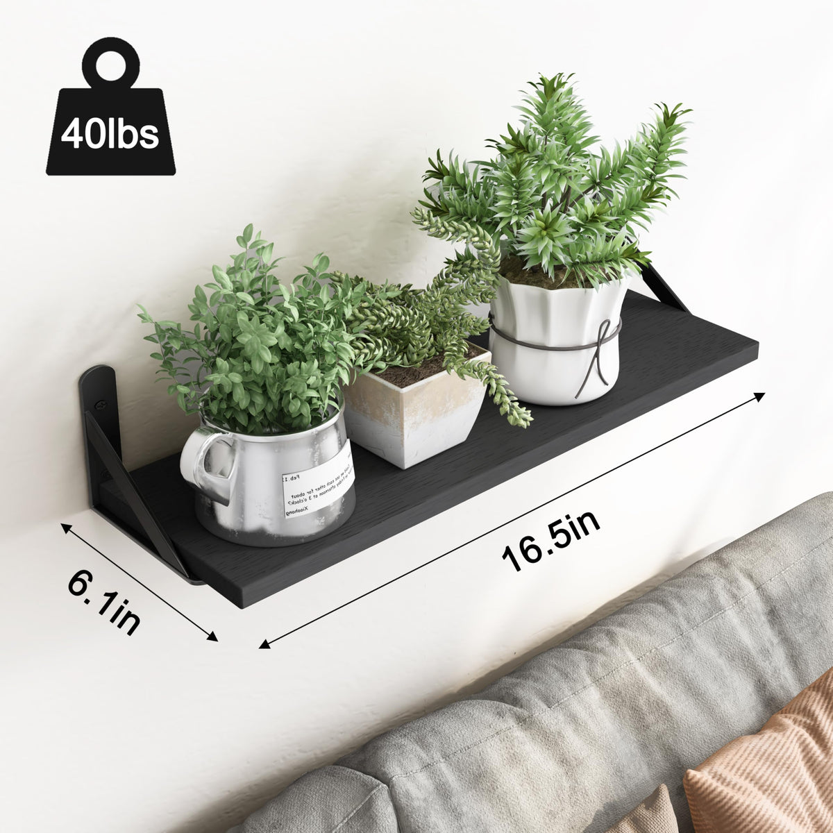 YGEOMER floating shelves, 16.5 inches, ideal for flexible wall display.
