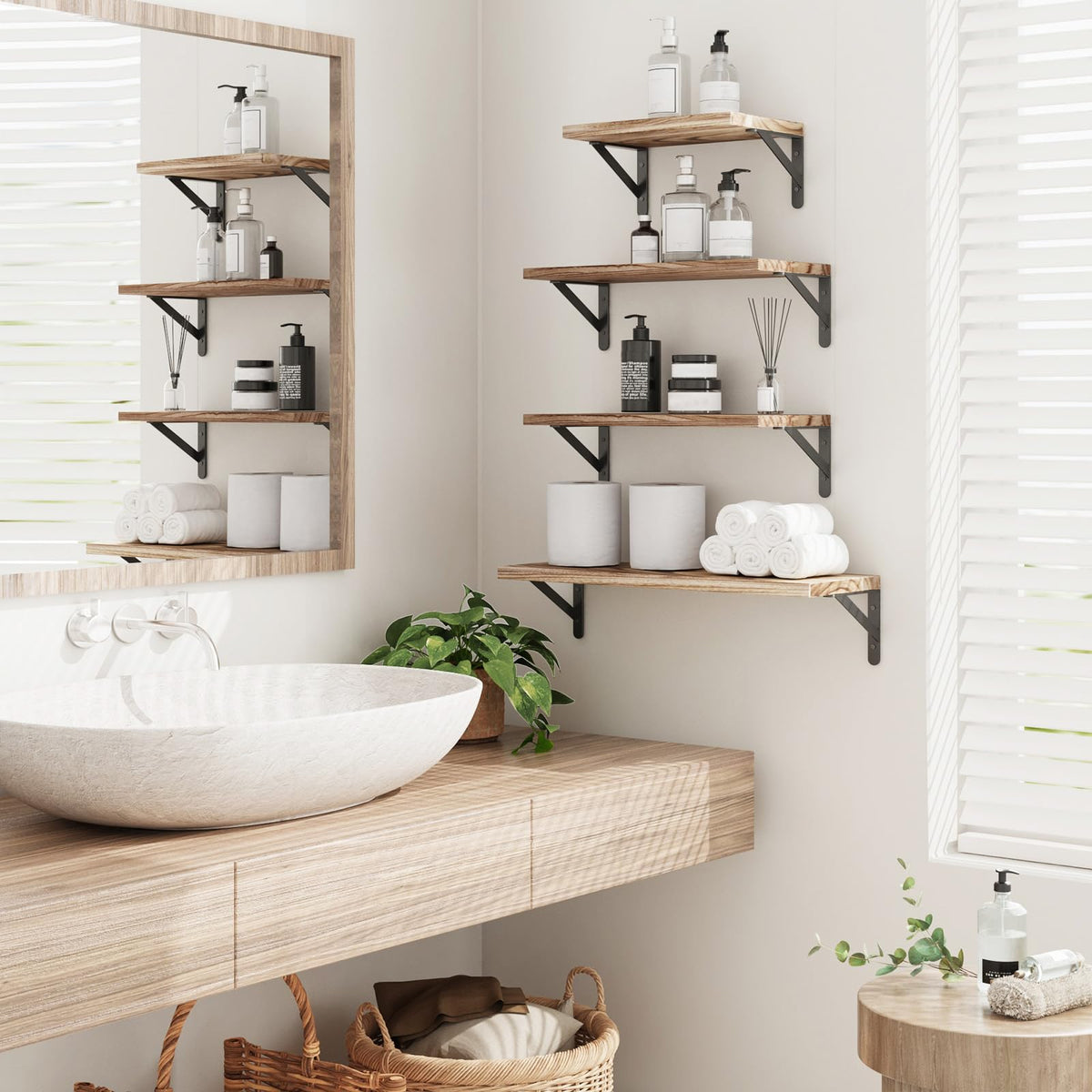 YGEOMER floating shelves securely hold up to 40 pounds.