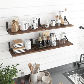 YGEOMER bedroom display using shelves for decor and books