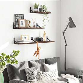YGEOMER kitchen storage idea with pine shelves and containers