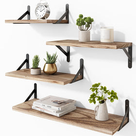 YGEOMER floating shelves with a matte bracket top option for versatile wall display.