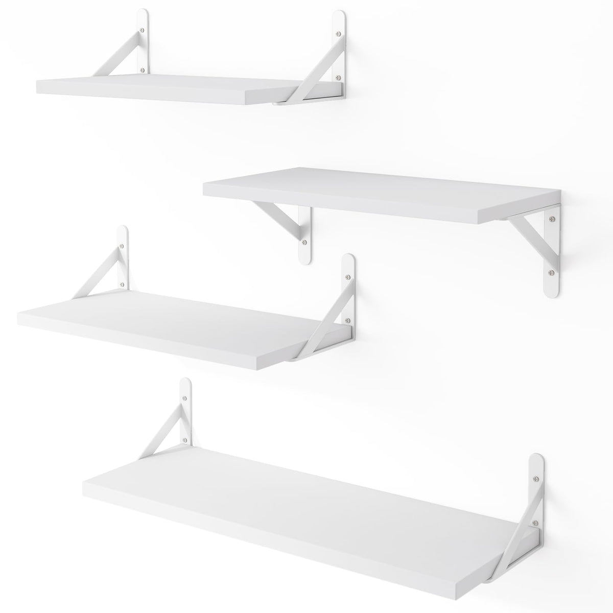 YGEOMER large white floating wall shelf on display for spices or decor.