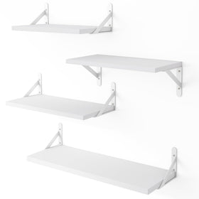 YGEOMER large white floating wall shelf on display for spices or decor.