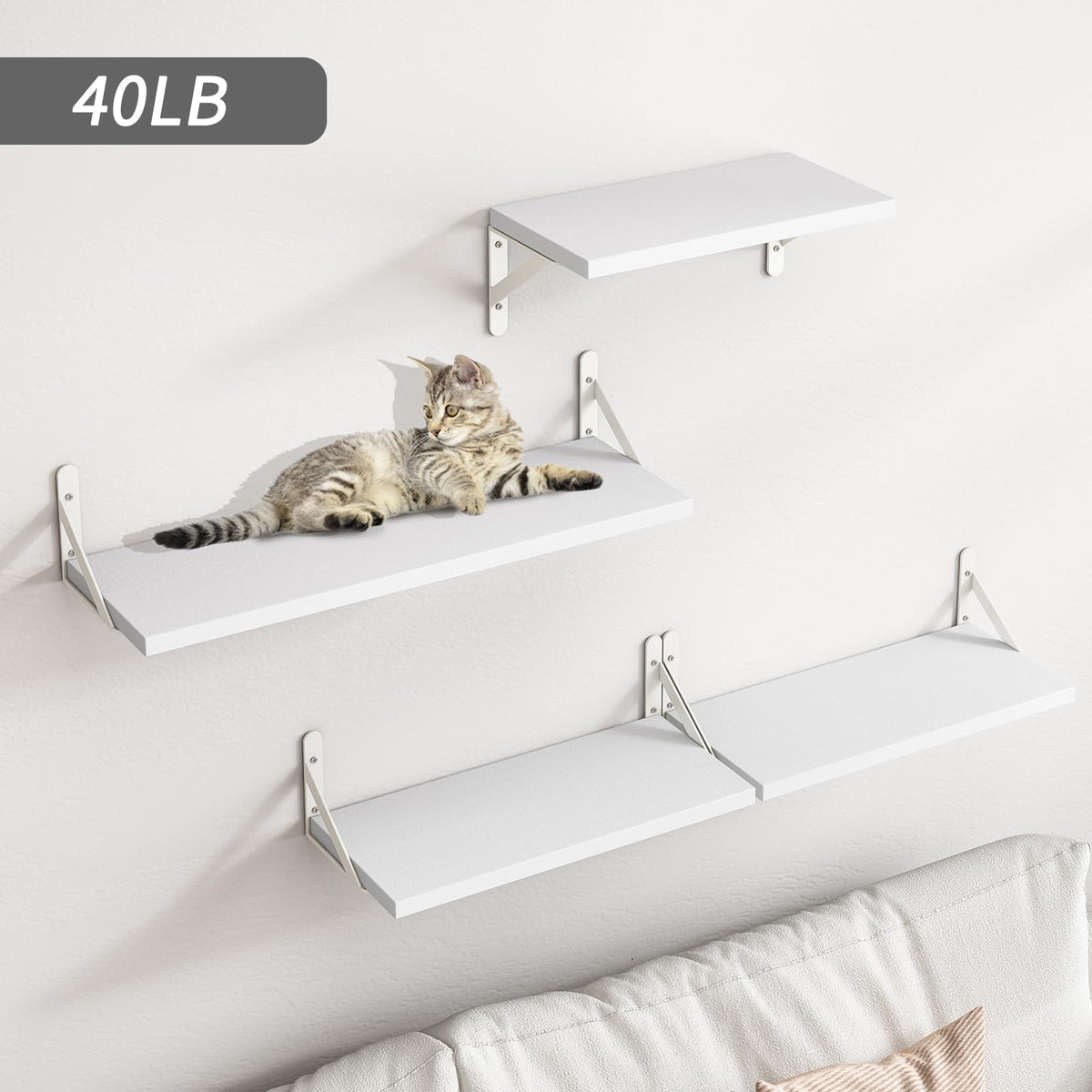 YGEOMER medium white floating wall shelf ready for compact storage and display.