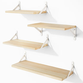YGEOMER floating shelves packaging with brackets and screws for quick setup