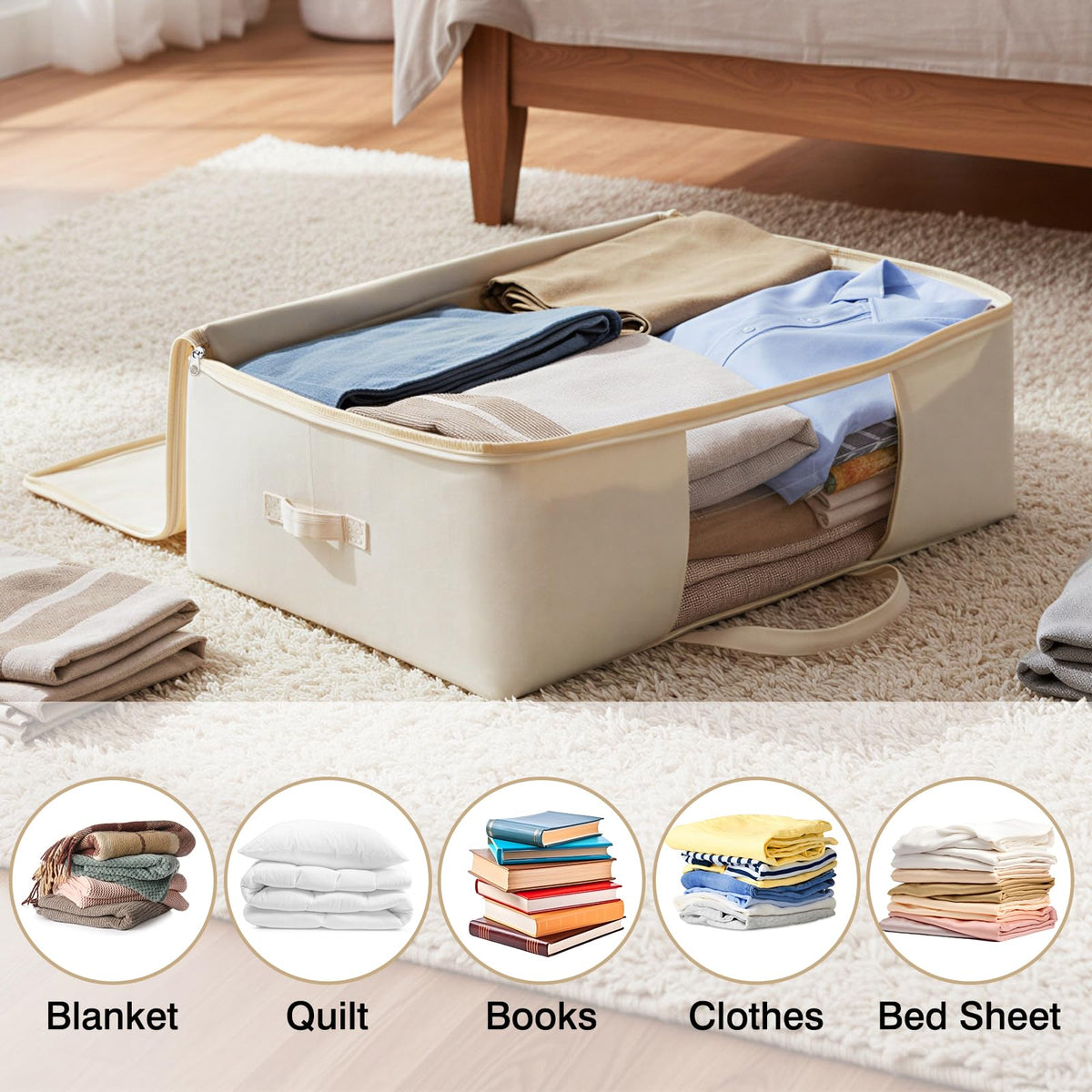 YGEOMER 71.8L capacity stores bedding neatly
