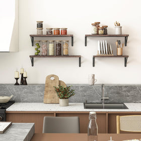 YGEOMER paulownia wood shelves showcase natural grain and lightweight strength.