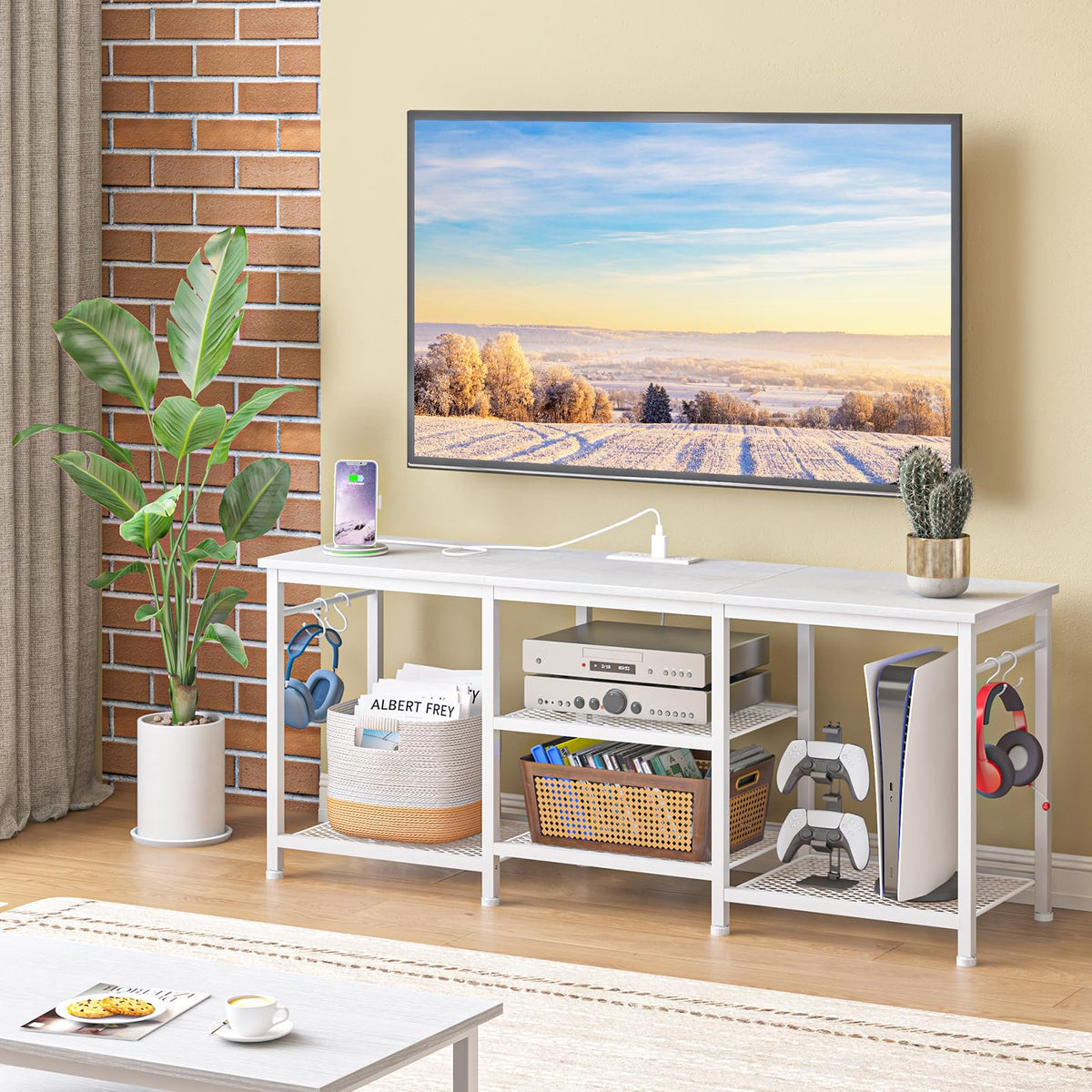 YGEOMER 2-tier mesh shelves offer storage for consoles like PS5