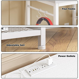 YGEOMER TV stand power outlet enables convenient device charging and reduced clutter