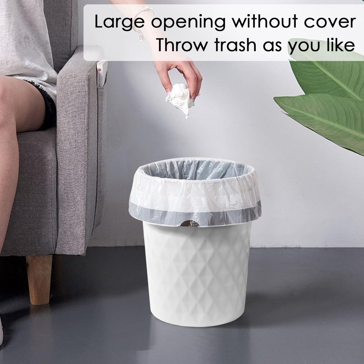 YGJT durable plastic wastebasket with raised base enhances stability during use.