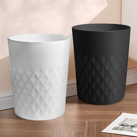 YGJT modern white trash bin with screw-thread design complements contemporary decor.