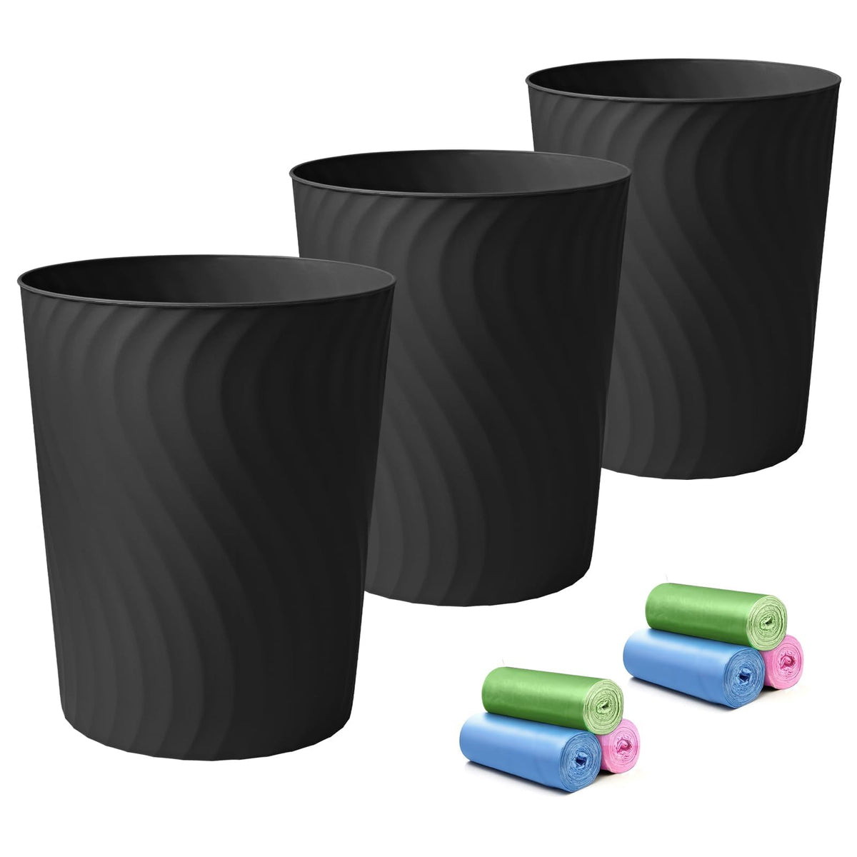YGJT small trash can 3-pack beside sink for tidy bathroom waste.