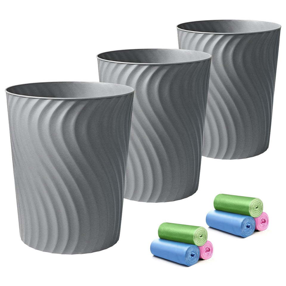 YGJT small trash can 3-pack front view in grey, ideal for compact spaces