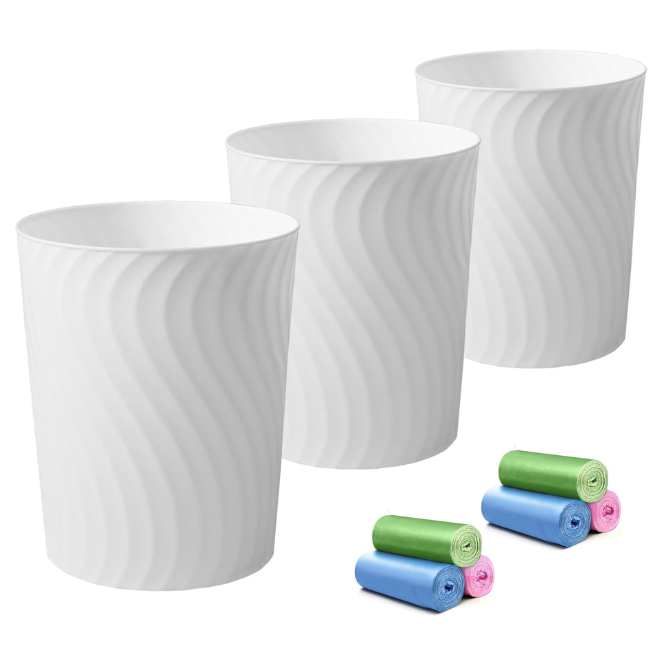 YGJT small trash can 3-pack, white front view, ideal for compact spaces.