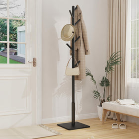 YheenLf coat rack showing eight staggered hooks for organized storage