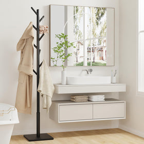YheenLf coat rack made from solid rubberwood highlighting durability