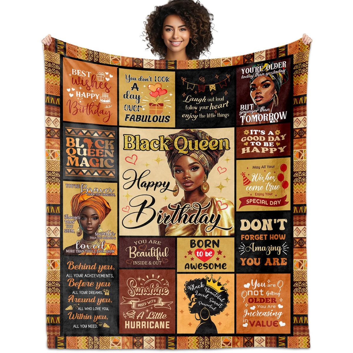 YHIKOUY African American birthday blanket in 50x60 offers cozy celebration warmth.
