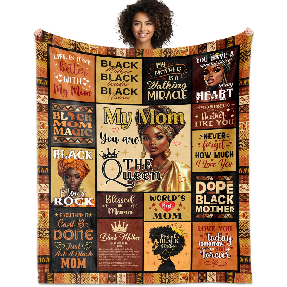 YHIKOUY African American Mom Blanket on sofa for cozy evenings