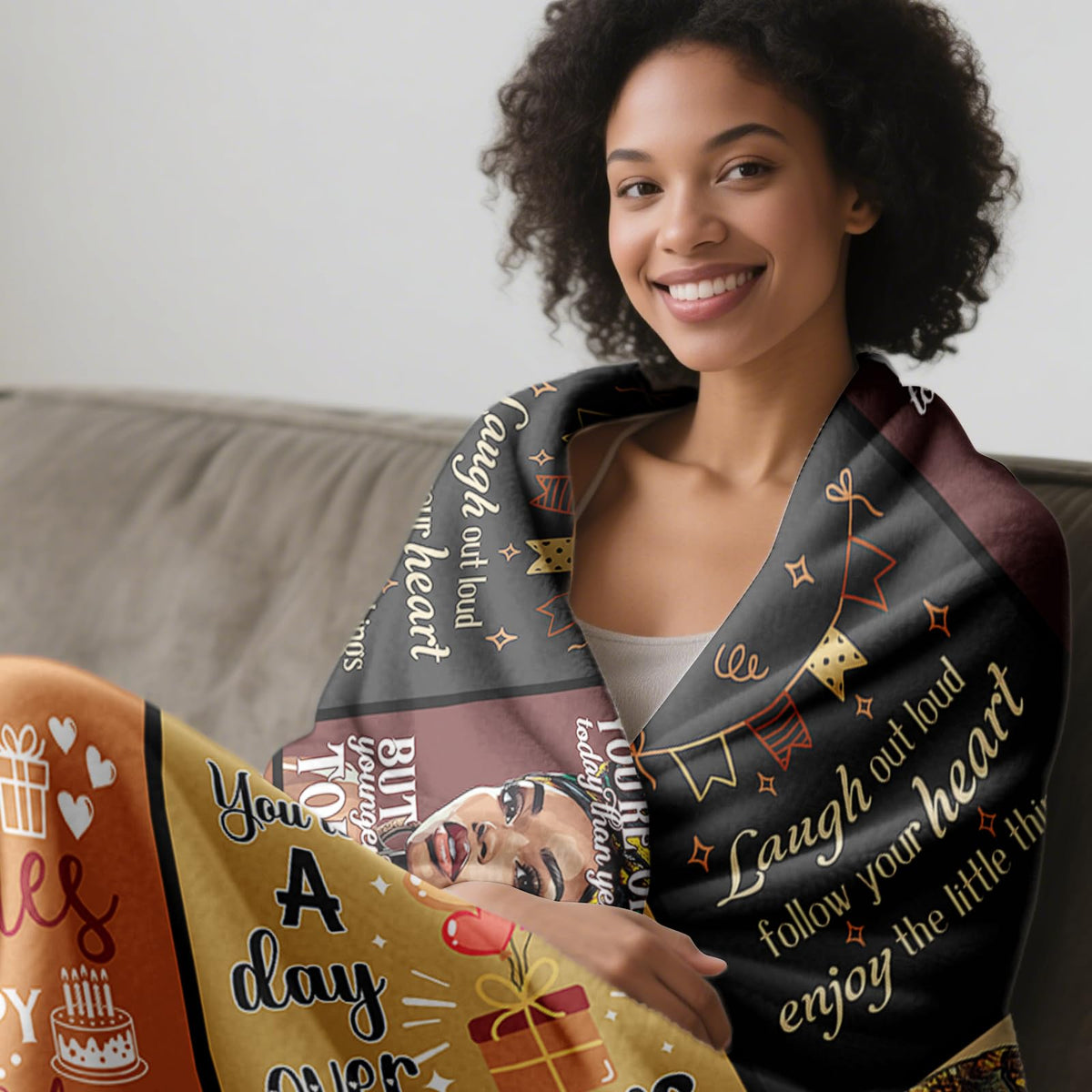 YHIKOUY vibrant colors birthday blanket enhances festive gift presentation.