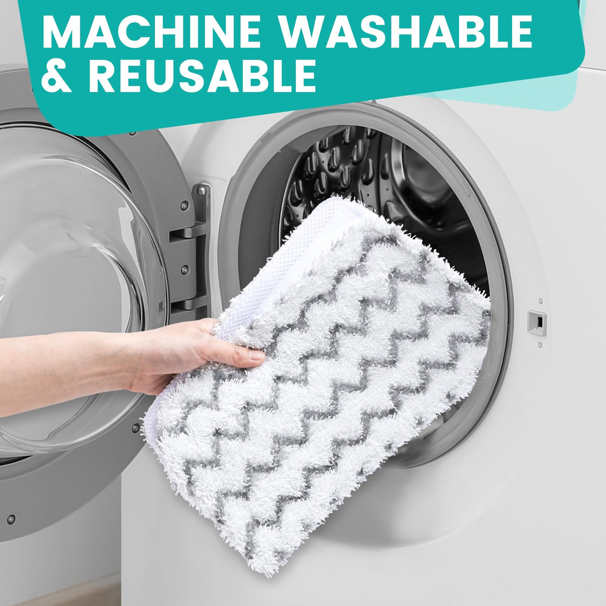 YHOVID reusable pad being washed to illustrate machine washable design.
