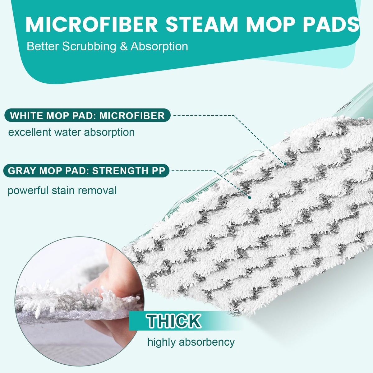 YHOVID textured scrub-strip pad lifting stains from floor surface.